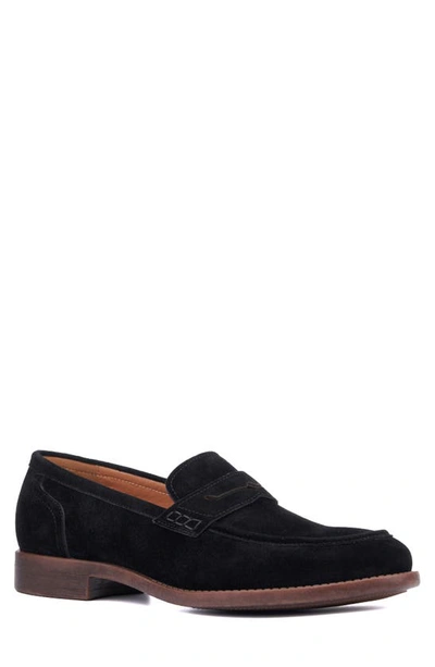 Shop Vintage Foundry Harry Apron Toe Penny Loafer In Black Suede