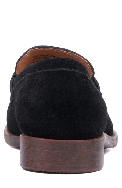 Vintage Foundry Harry Apron Toe Penny Loafer In Black Suede