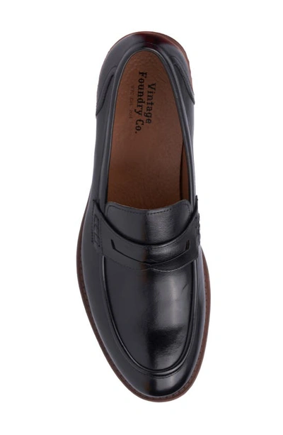Vintage Foundry Harry Apron Toe Penny Loafer In Black Leather