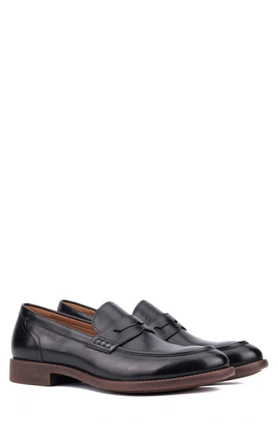 Vintage Foundry Harry Apron Toe Penny Loafer In Black Leather