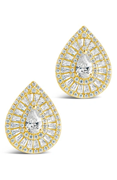 Sterling Forever Scarlett Cubic Zirconia Teardrop Stud Earrings In Gold