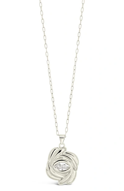 Sterling Forever Mireille Cz Rose Pendant Necklace In Silver
