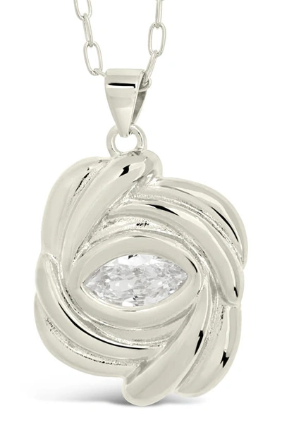 Sterling Forever Mireille Cz Rose Pendant Necklace In Silver