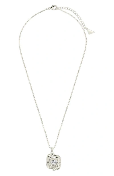 Sterling Forever Mireille Cz Rose Pendant Necklace In Silver