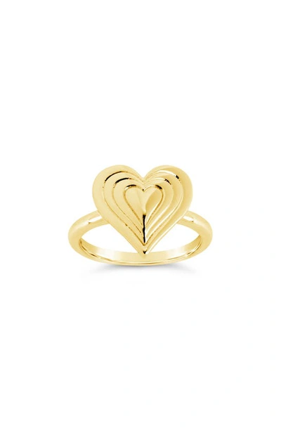 Sterling Forever Beating Heart Ring In Gold