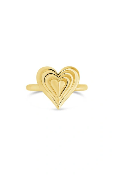 Sterling Forever Beating Heart Ring In Gold