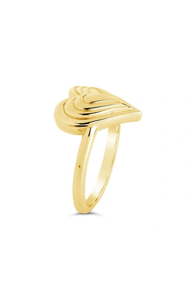 Sterling Forever Beating Heart Ring In Gold