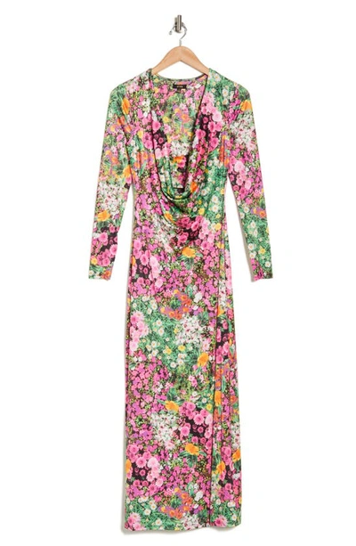Shop Afrm Akiro Cowl Neck Long Sleeve Maxi Dress In Mixed Floral Sub