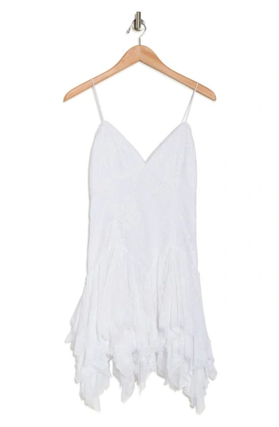 Shop Alice And Olivia Stara Lace Sleeveless Handkerchief Hem Minidress In White