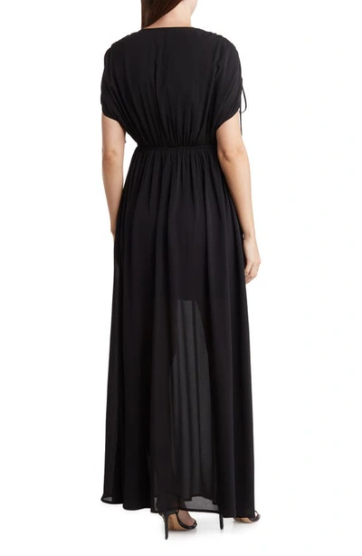 Shop Wishlist Ruched Sleeve Maxi Dress In Black
