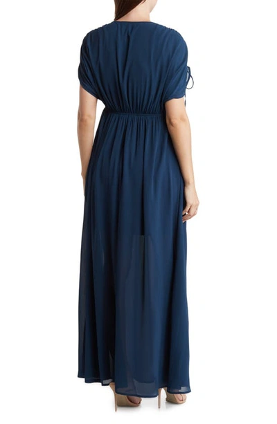 Wishlist Ruched Sleeve Maxi Dress In Teal