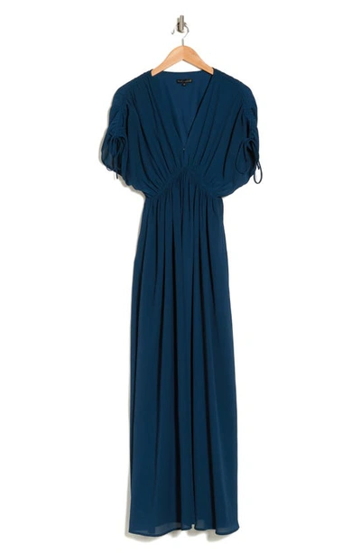 Wishlist Ruched Sleeve Maxi Dress In Teal
