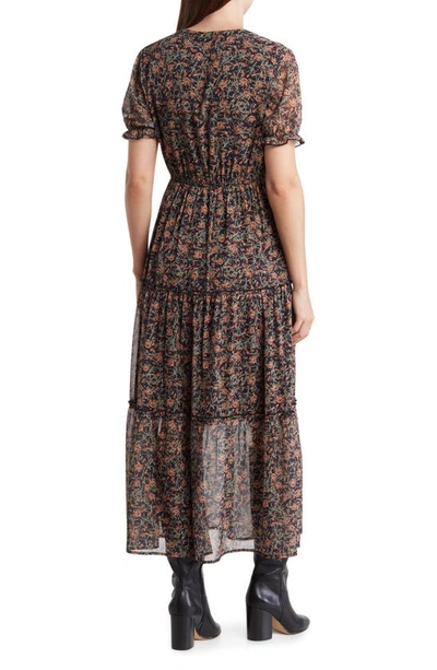 Wishlist Floral Puff Sleeve Maxi Dress In Black