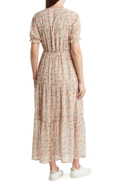 Wishlist Floral Puff Sleeve Maxi Dress In Taupe
