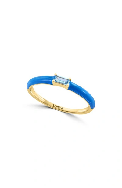 Shop Effy 14k Yellow Gold & Enamel Blue Topaz Stackable Ring