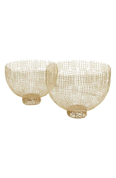 Shop Vivian Lune Home Set Of 2 Metal Decorative Bowls In Gold