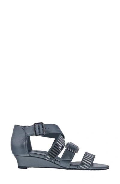 Shop Ros Hommerson Voluptuous Strappy Wedge Sandal In Pewter Leather