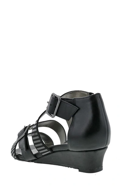 Shop Ros Hommerson Voluptuous Strappy Wedge Sandal In Black Leather