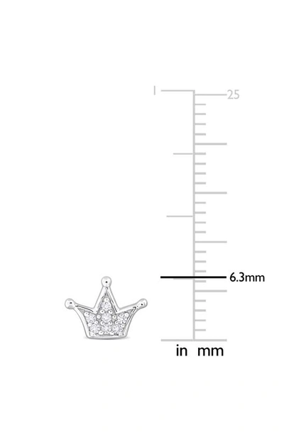 Delmar Created White Sapphire Crown Stud Earrings In Silver