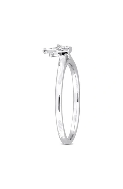 Delmar Sterling Silver Lab Created White Sapphire Crown Ring In Silver