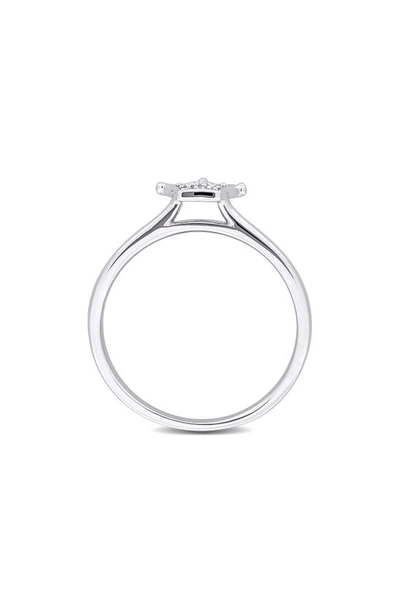 Delmar Sterling Silver Lab Created White Sapphire Crown Ring In Silver