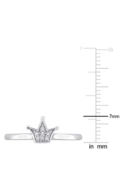 Delmar Sterling Silver Lab Created White Sapphire Crown Ring In Silver