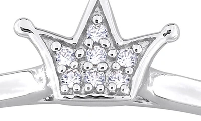 Delmar Sterling Silver Lab Created White Sapphire Crown Ring In Silver