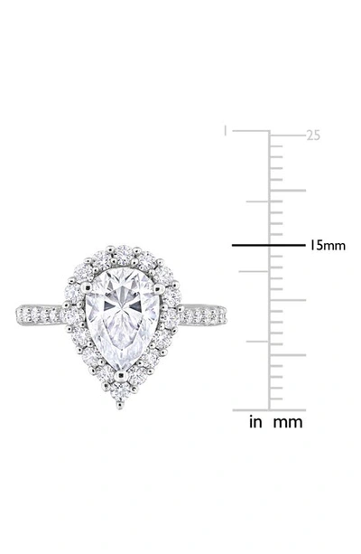 Delmar Sterling Silver Pear Cut Lab Created Moissanite Halo Ring In Silver
