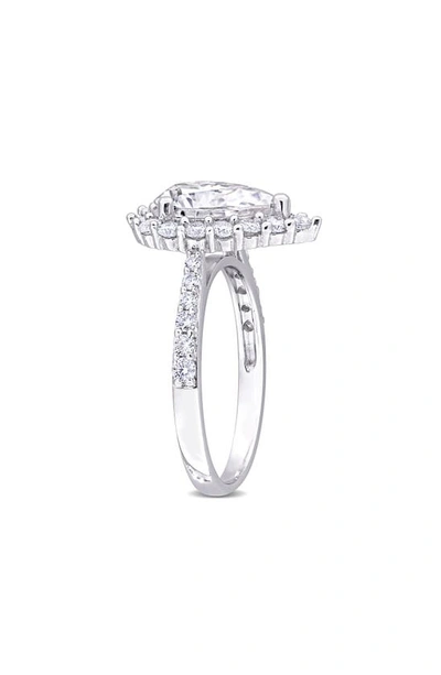 Shop Delmar Sterling Silver Pear Cut Lab Created Moissanite Halo Ring