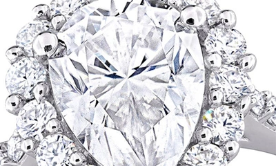 Delmar Sterling Silver Pear Cut Lab Created Moissanite Halo Ring In Silver