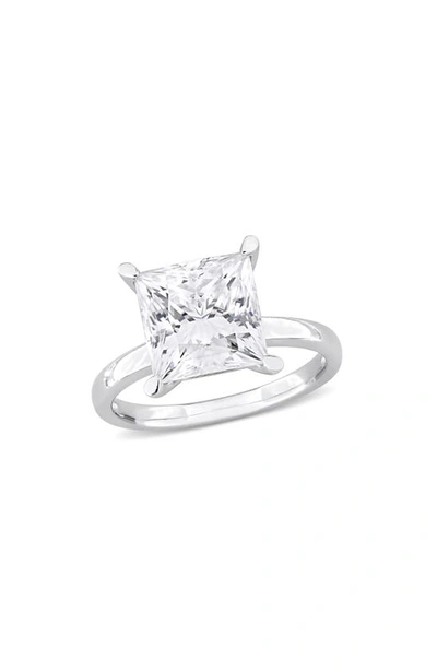 Delmar Sterling Silver Princess Cut Lab Created Moissanite Ring In Silver