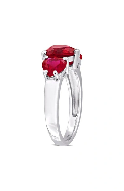 Delmar Heart Cut Created Ruby Ring In Red