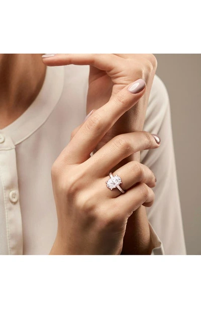 Delmar Sterling Silver Oval Lab Created Moissanite Ring In Silver