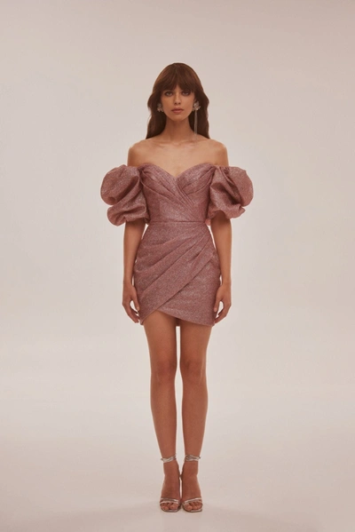 Milla Rose Cute Mini Dress With Doll Sleeves In Misty Rose