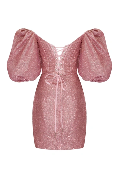 Milla Rose Cute Mini Dress With Doll Sleeves In Misty Rose