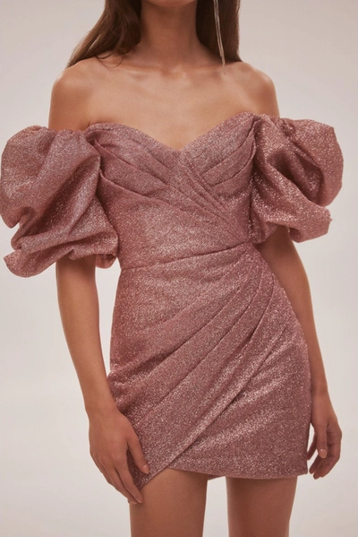 Milla Rose Cute Mini Dress With Doll Sleeves In Misty Rose
