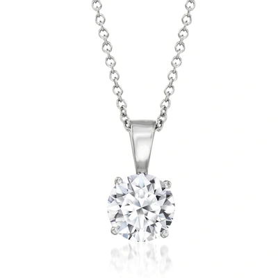 Ross-simons Lab-grown Diamond Solitaire Necklace In 14kt White Gold In Multi