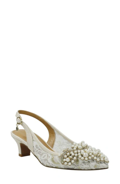 Shop J. Reneé Strovanni Slingback Pump In Ivory/gold Floral Lace