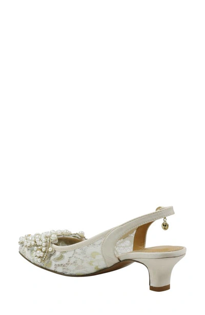 Shop J. Reneé Strovanni Slingback Pump In Ivory/gold Floral Lace