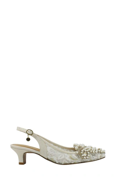 Shop J. Reneé Strovanni Slingback Pump In Ivory/gold Floral Lace