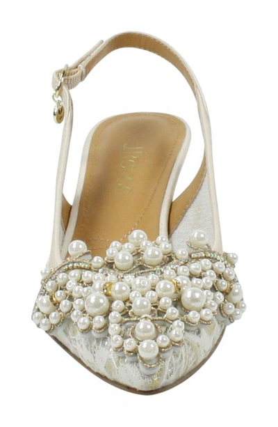 Shop J. Reneé Strovanni Slingback Pump In Ivory/gold Floral Lace