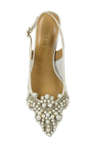 Shop J. Reneé Strovanni Slingback Pump In Ivory/gold Floral Lace