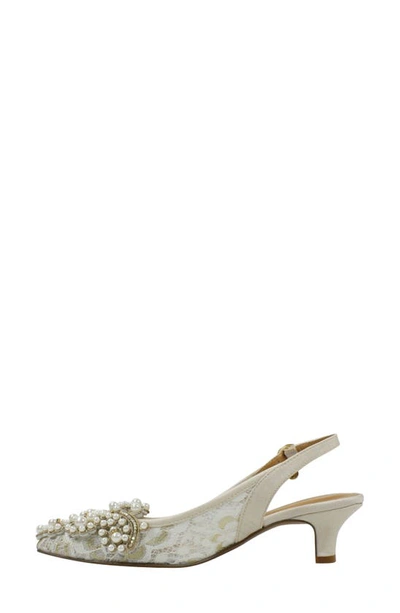 Shop J. Reneé Strovanni Slingback Pump In Ivory/gold Floral Lace