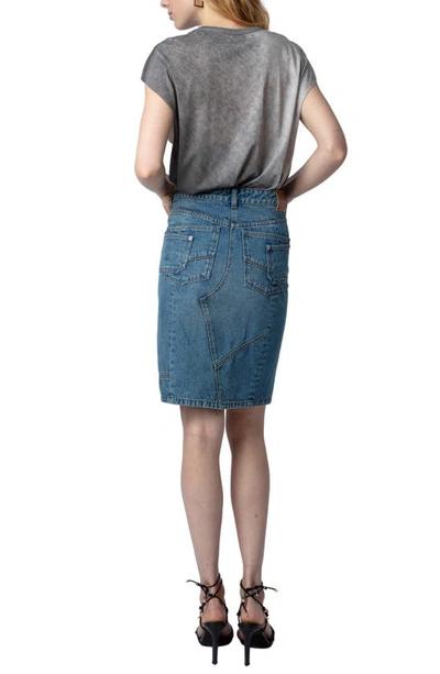 Shop Zadig & Voltaire Jinko Deconstructed Denim Skirt In Light Blue