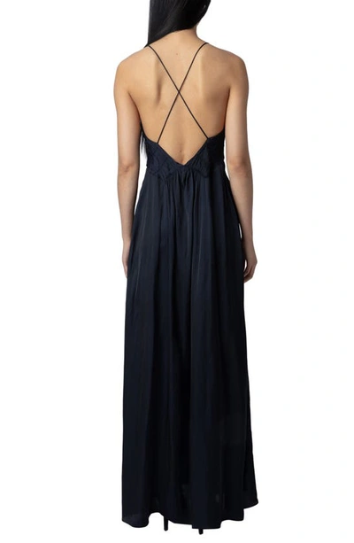 Shop Zadig & Voltaire Rayonne Satin Maxi Slipdress In Encre