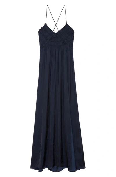 Shop Zadig & Voltaire Rayonne Satin Maxi Slipdress In Encre