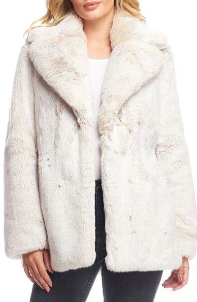 Shop Donna Salyers Fabulous-furs Notch Collar Faux Fur Coat In Pearl
