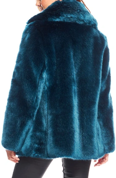 Shop Donna Salyers Fabulous-furs Donna Salyers Fabulous Furs Notch Collar Faux Fur Coat In Sapphire