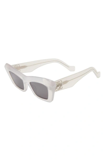 Shop Loewe Anagram 51mm Cat Eye Sunglasses In Milky White