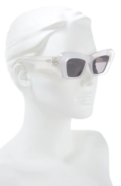 Shop Loewe Anagram 51mm Cat Eye Sunglasses In Milky White